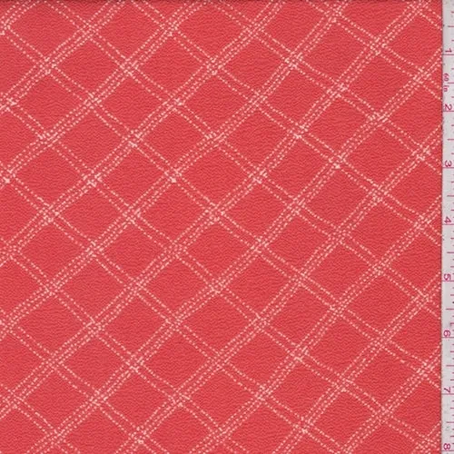 4 3/4 YD PC-Fire Red Lattice Pebble Crepe Fabric