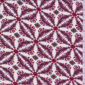 5 YD PC-White/Berry Pinwheel Leno Jacquard Fabric