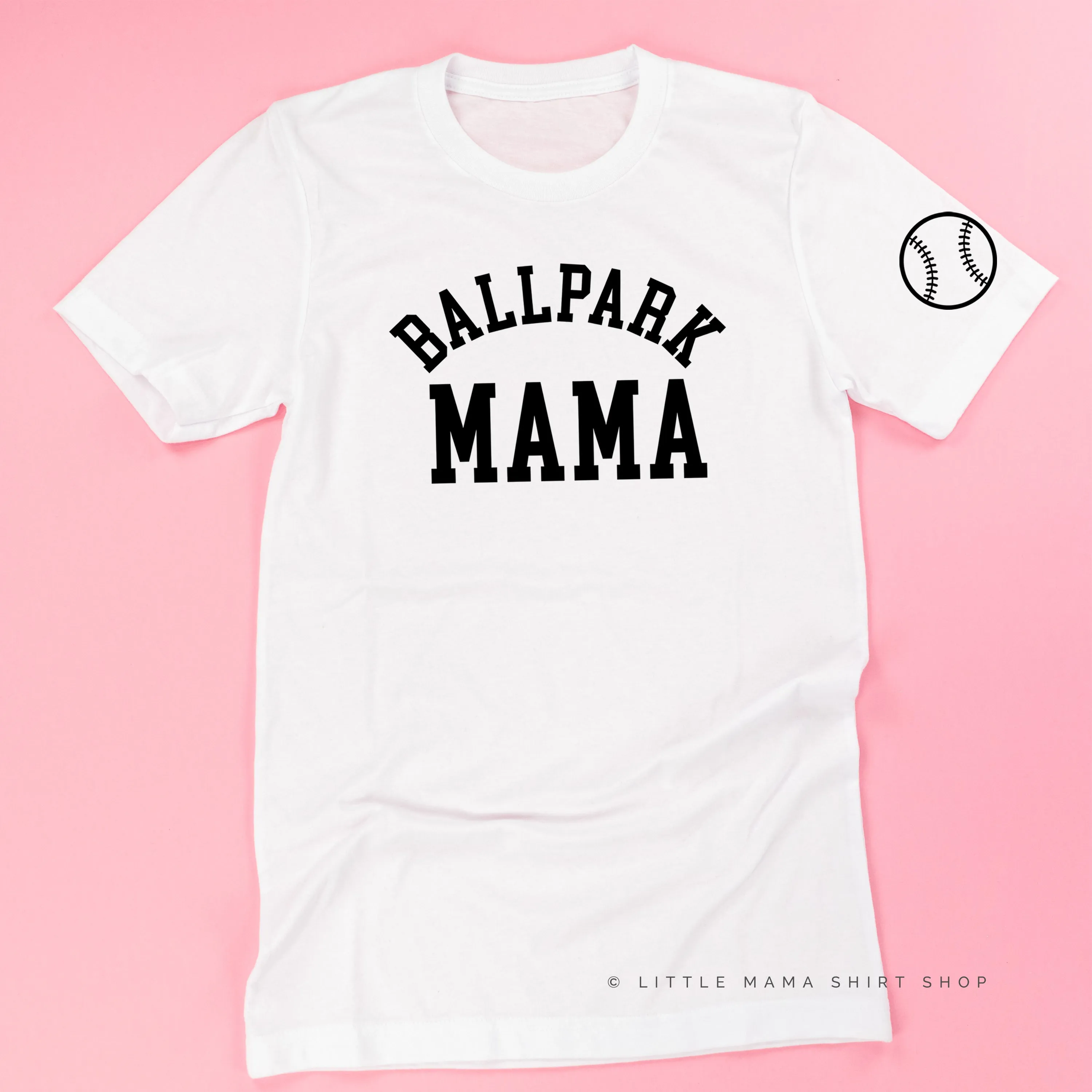 Ballpark Mama - Baseball Detail on Sleeve - Unisex Tee