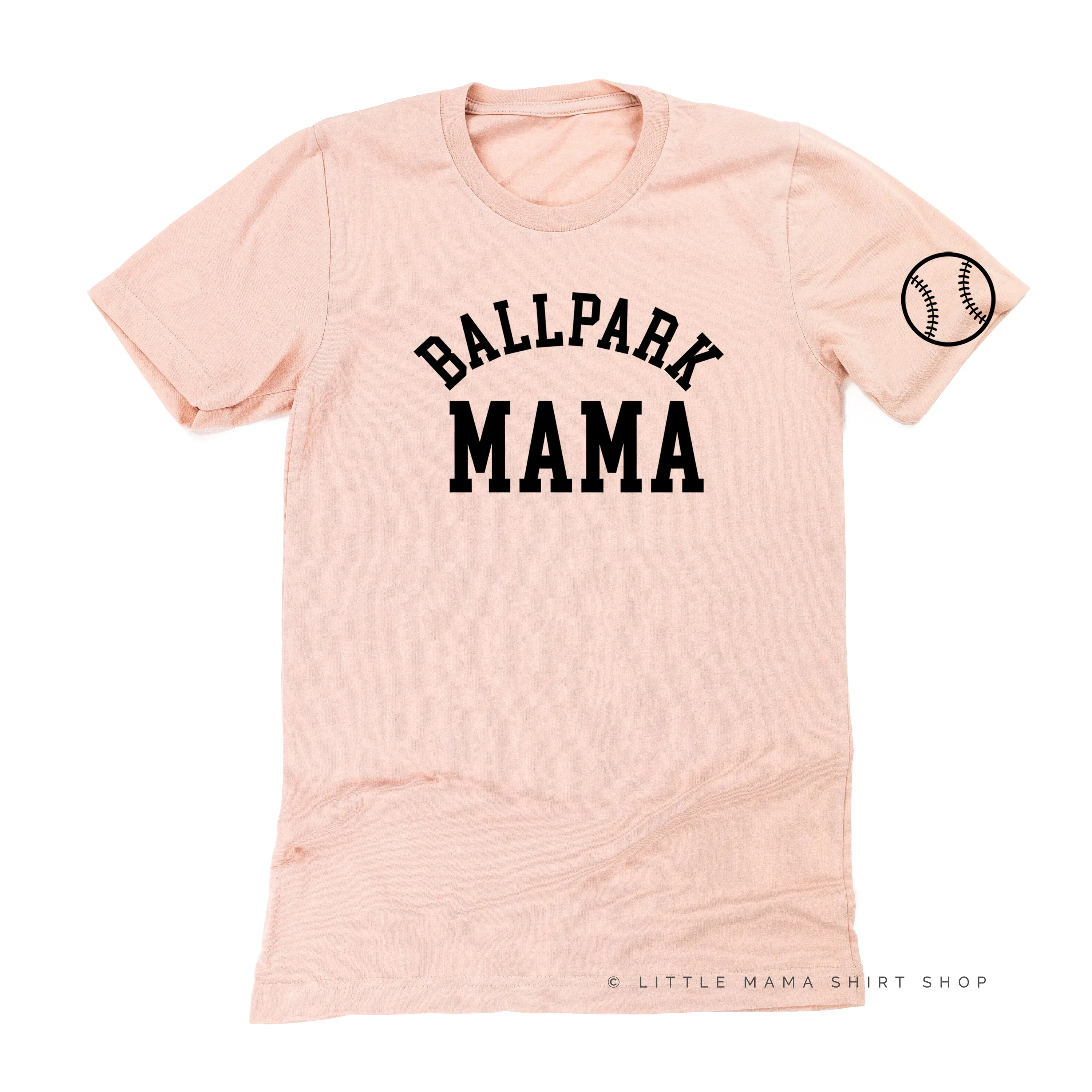 Ballpark Mama - Baseball Detail on Sleeve - Unisex Tee