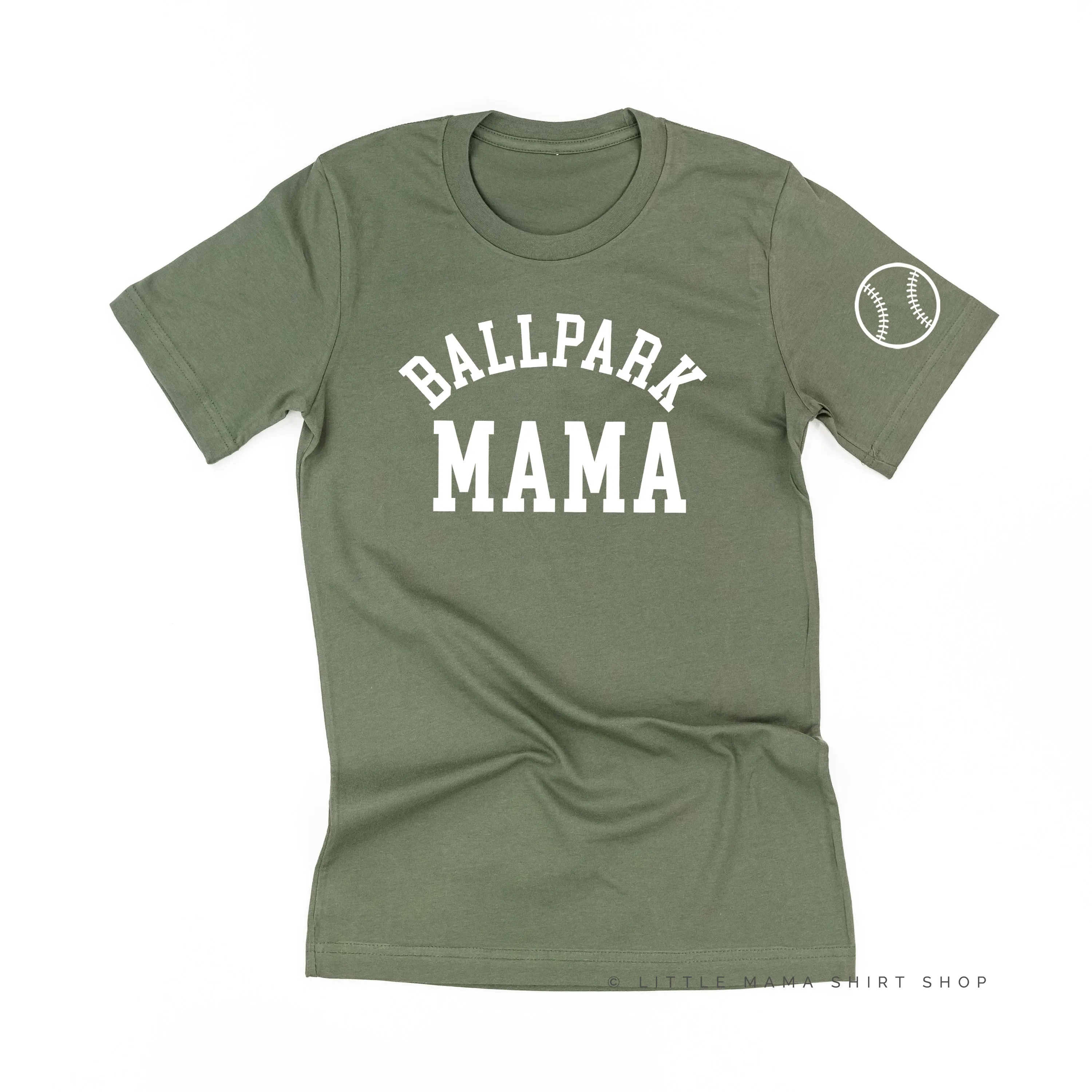 Ballpark Mama - Baseball Detail on Sleeve - Unisex Tee