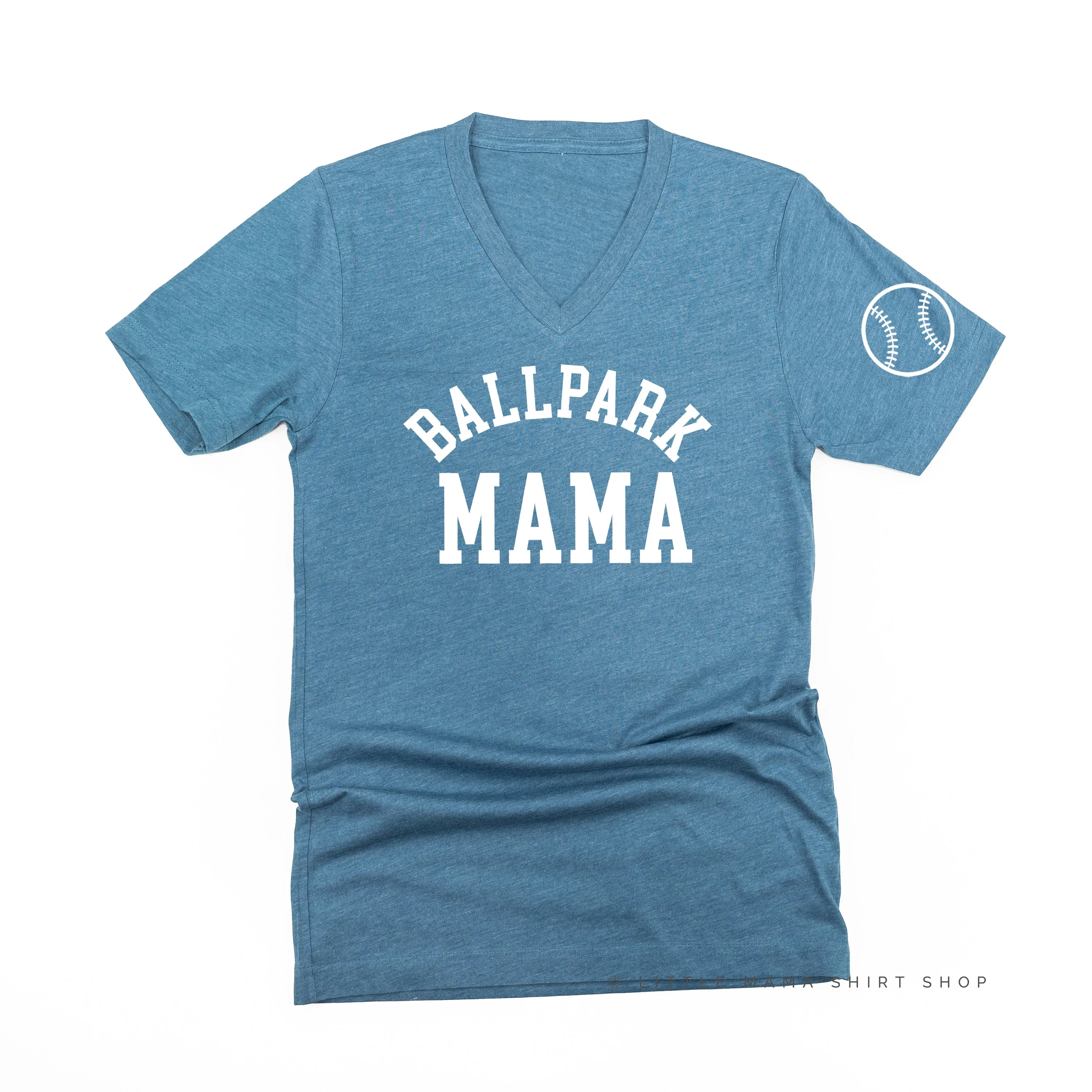 Ballpark Mama - Baseball Detail on Sleeve - Unisex Tee