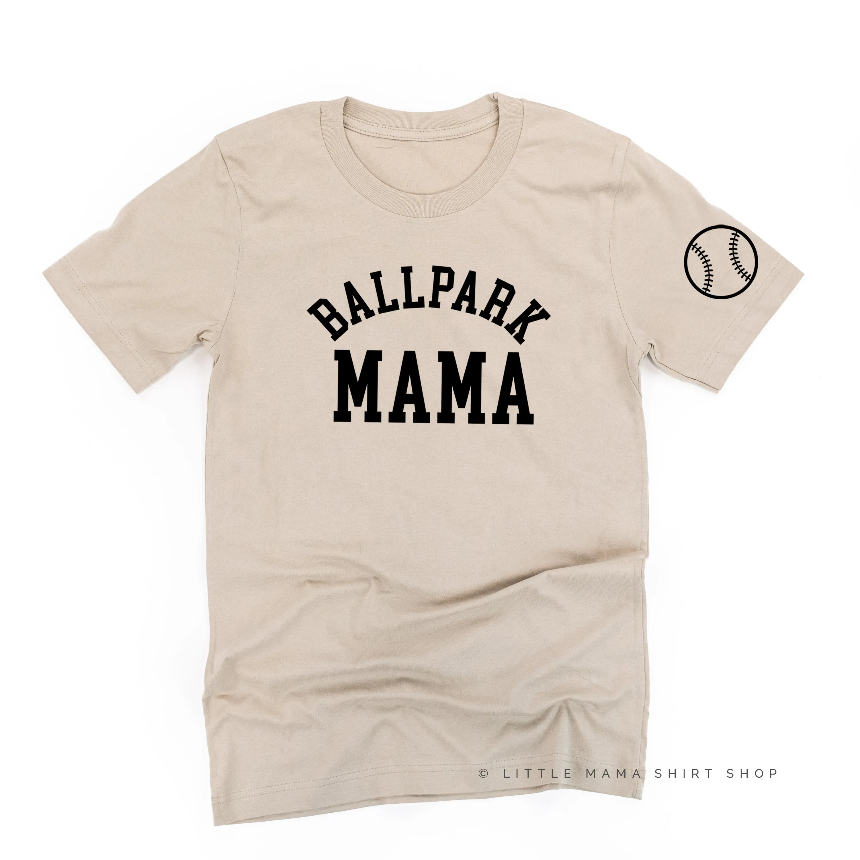 Ballpark Mama - Baseball Detail on Sleeve - Unisex Tee