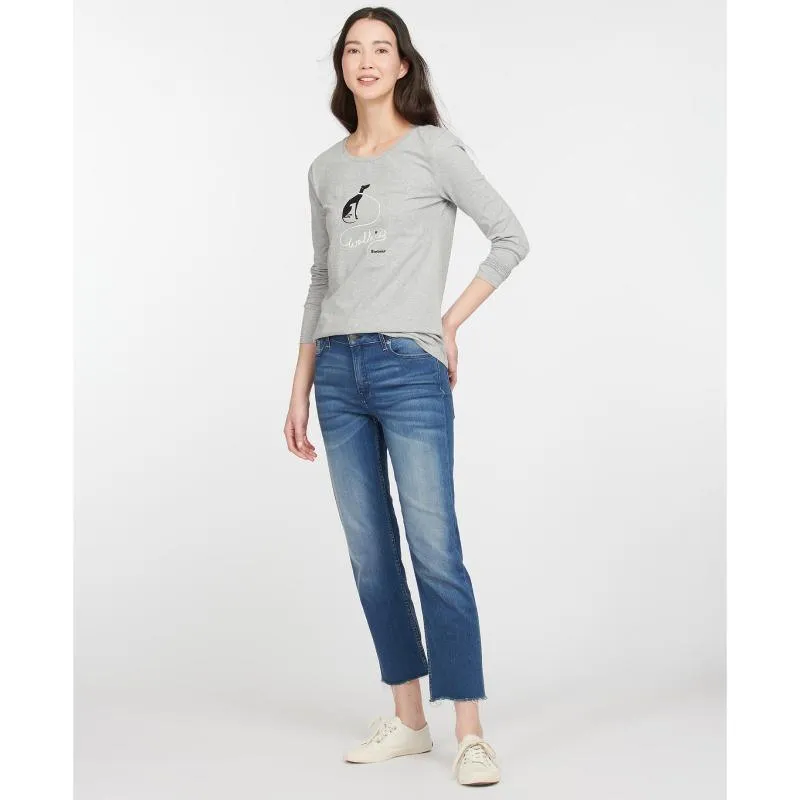 Barbour Homeswood Ladies Long Sleeve Tee - Light Grey Marl