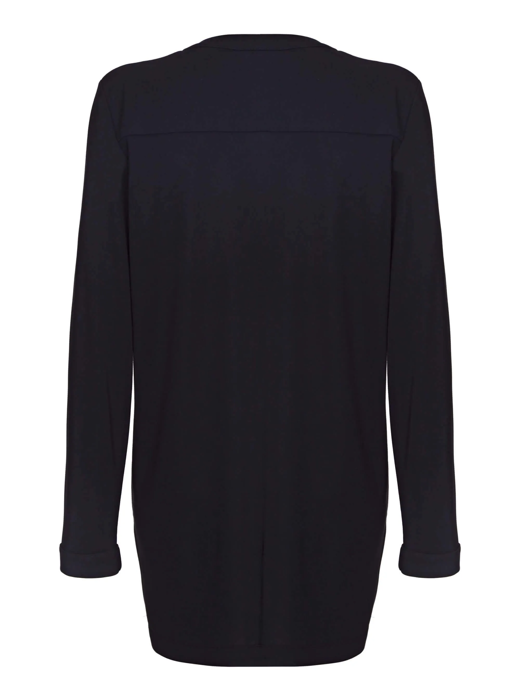 Black French Crepe Grosgrain Blouse