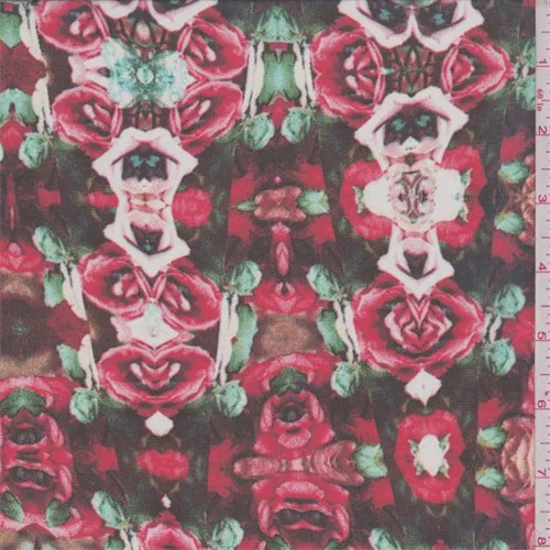 Black/Red/Pink Floral Chain Polyester Chiffon Fabric