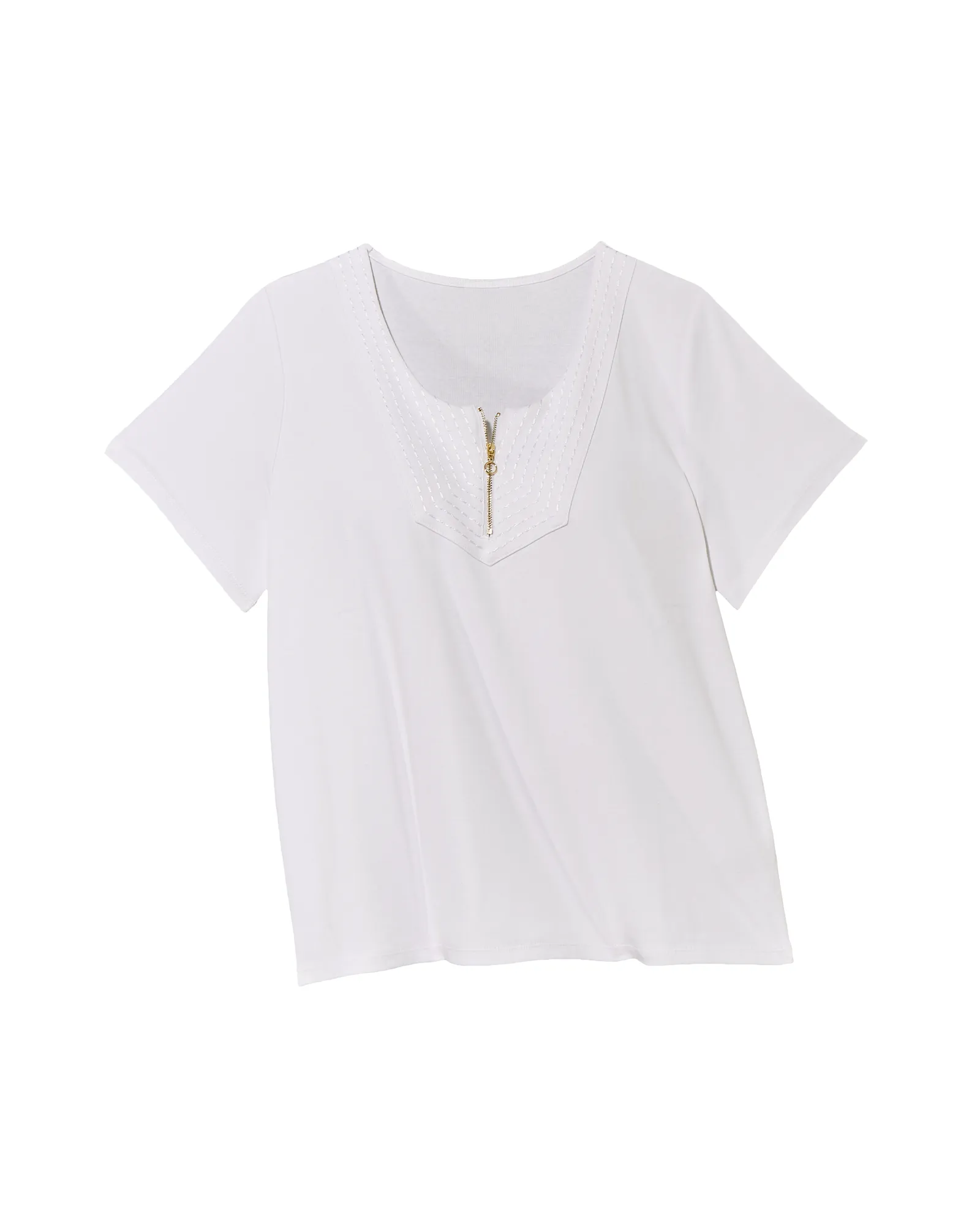 Carlisle Zip Front Cotton Top | White