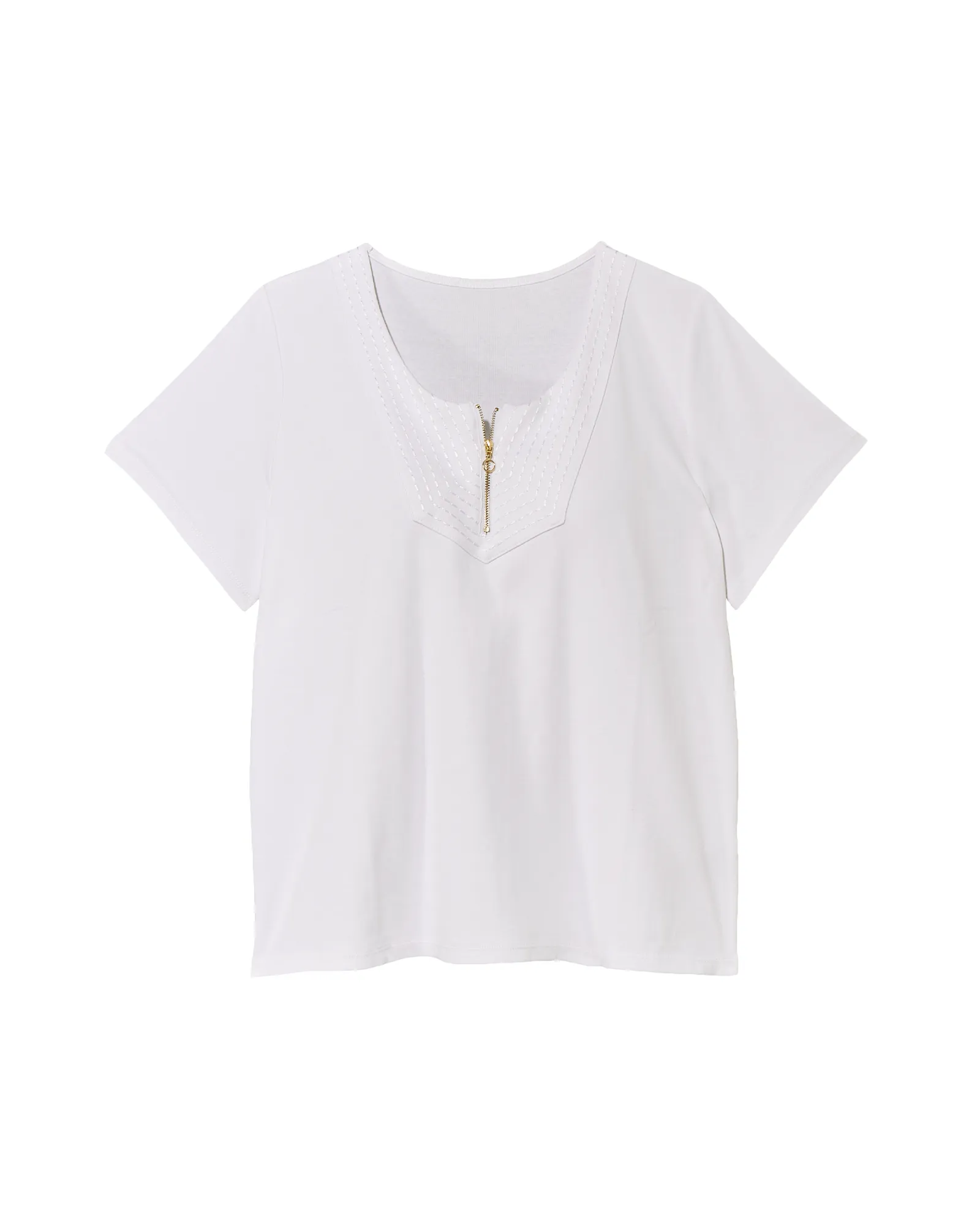 Carlisle Zip Front Cotton Top | White