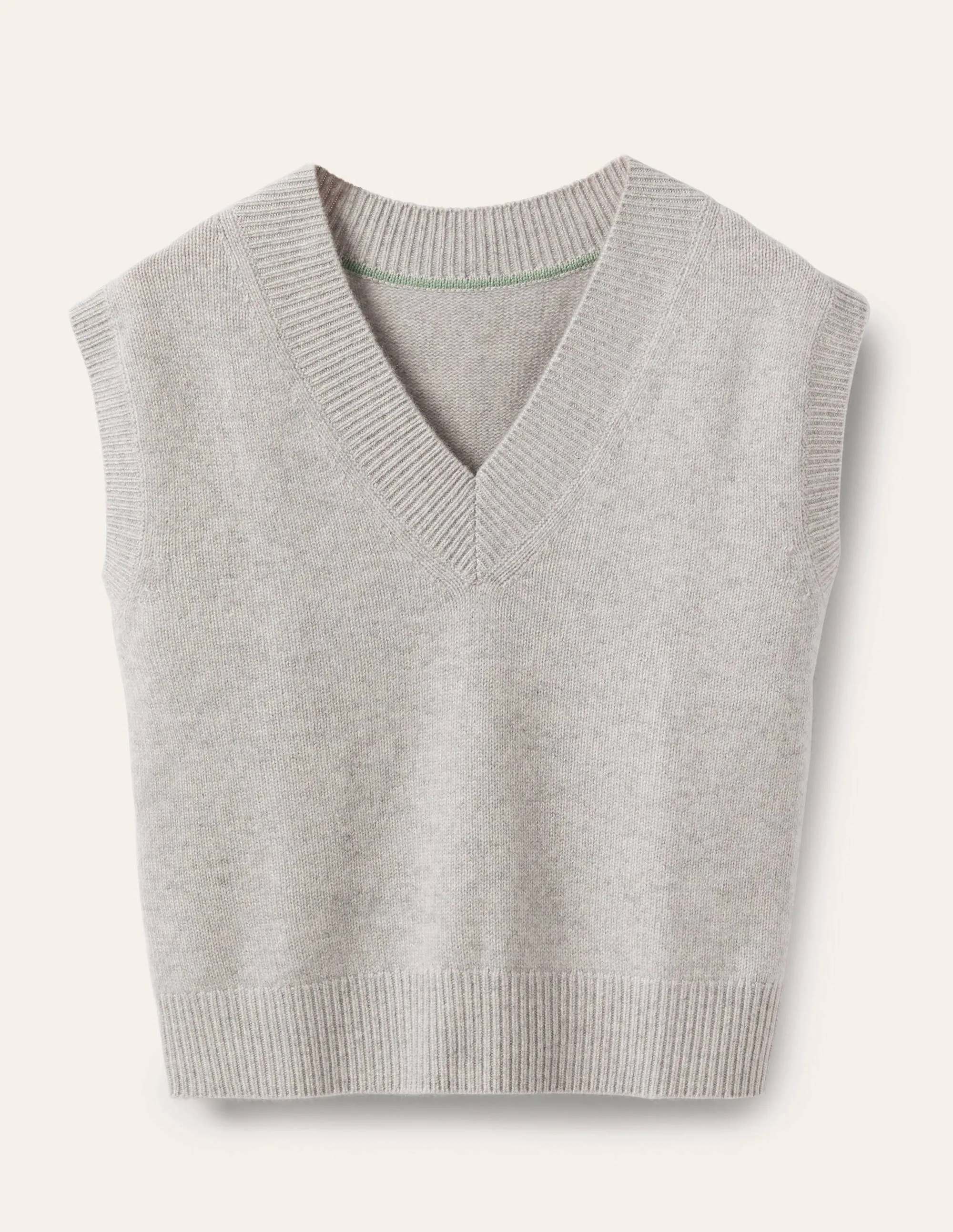 Cashmere Relaxed Tank Top-Grey Melange