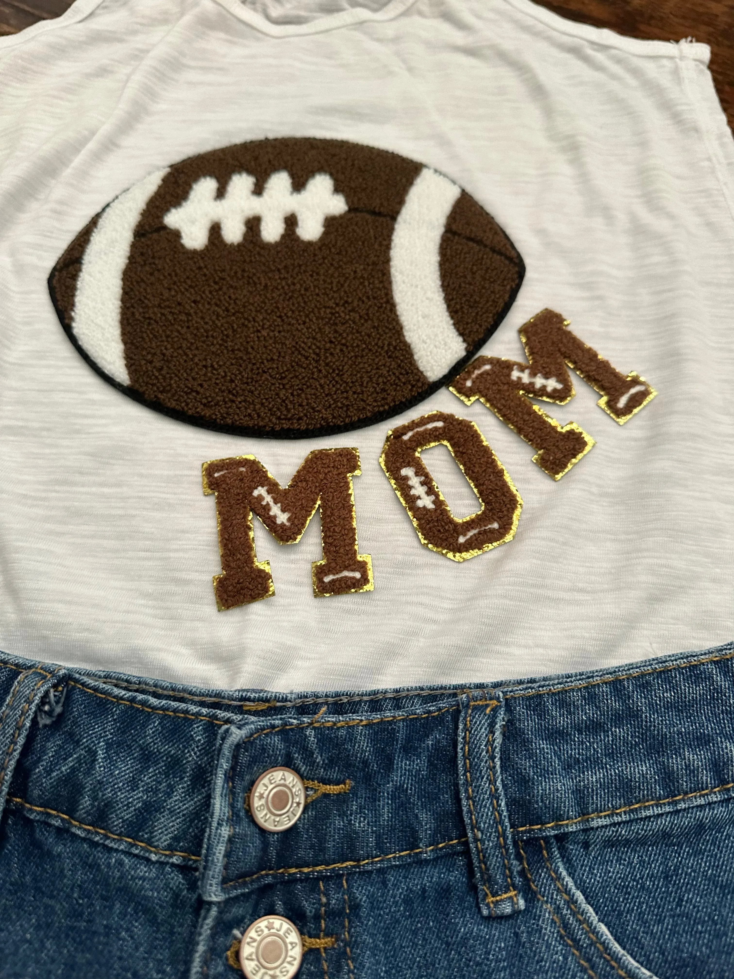 Chenille Patch Football Tops