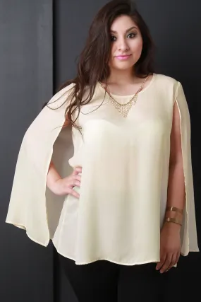 Chiffon Sleeveless Cape Necklace Top