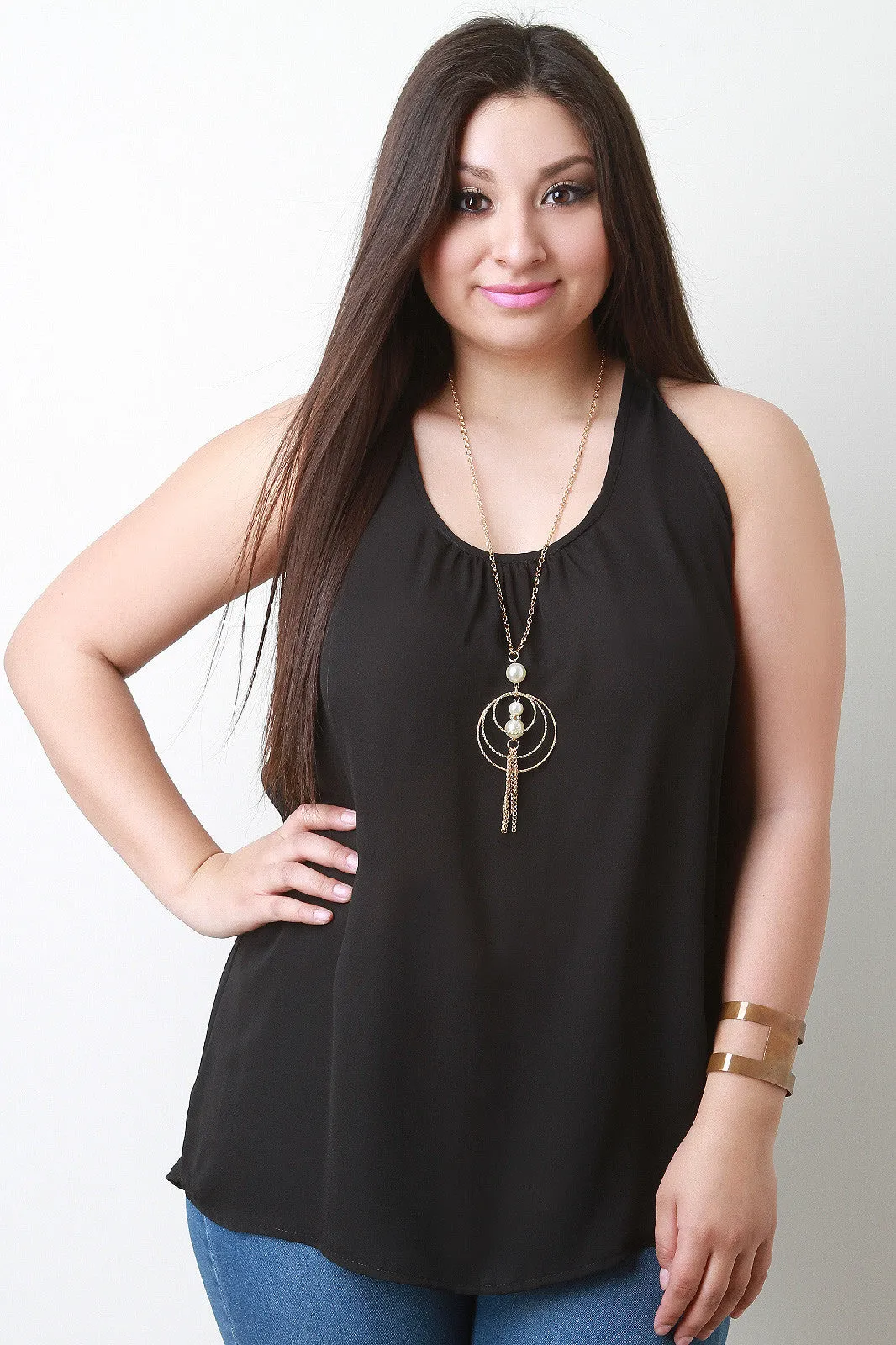 Chiffon Sleeveless Necklace Top