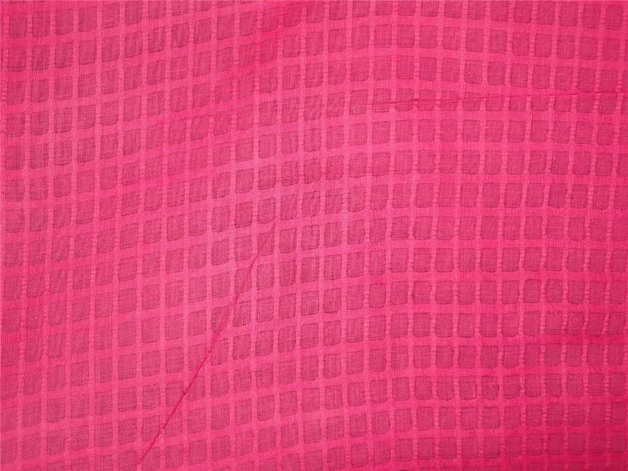 Cotton Organdy Fabric Leno Checks Design 44&quot; Lipstick Pink