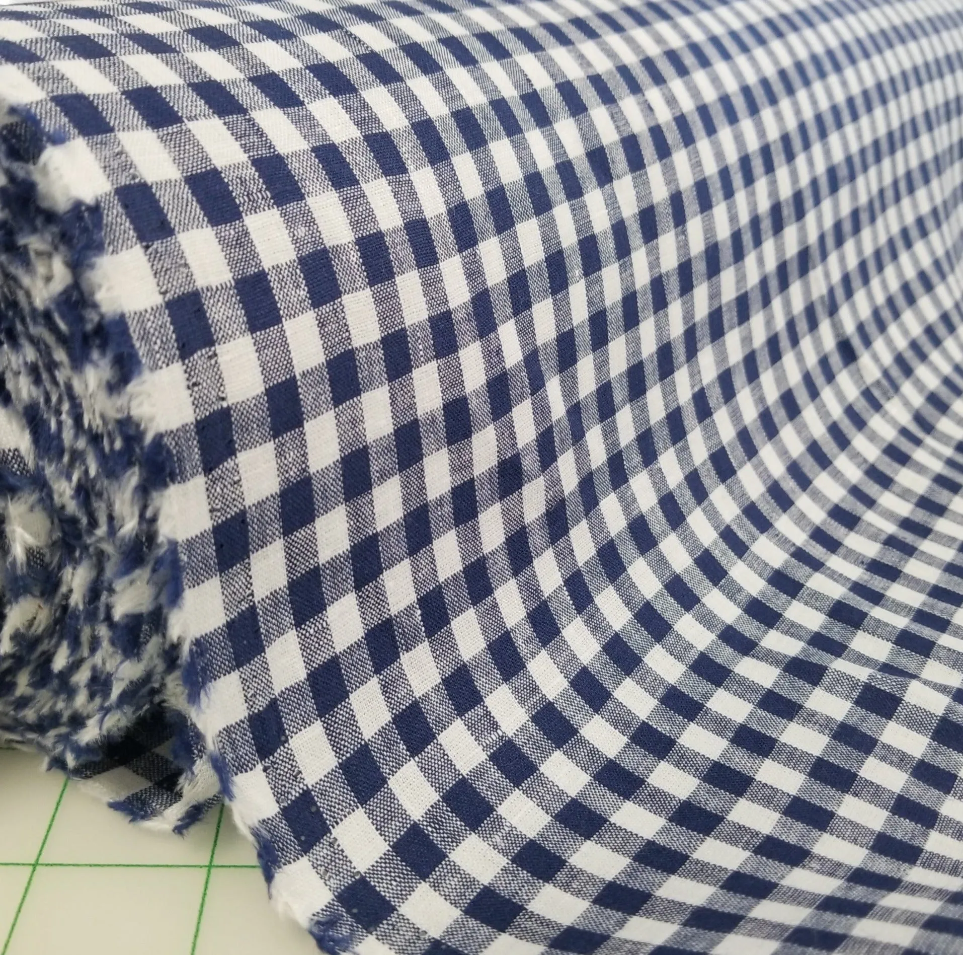 Dublin Quentin Small Gingham Plaid Navy 100% Pure Irish Linen Woven 142 GSM- by the yard