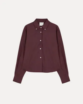 EMBROIDERED CHIC TAFFETA BOXY SHIRT / CACAO