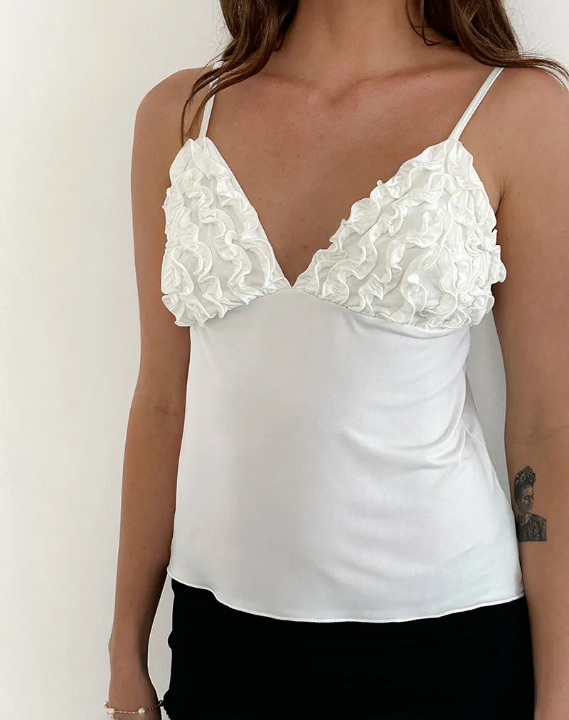 Gio Ruffle Cami Top in Slinky Ivory