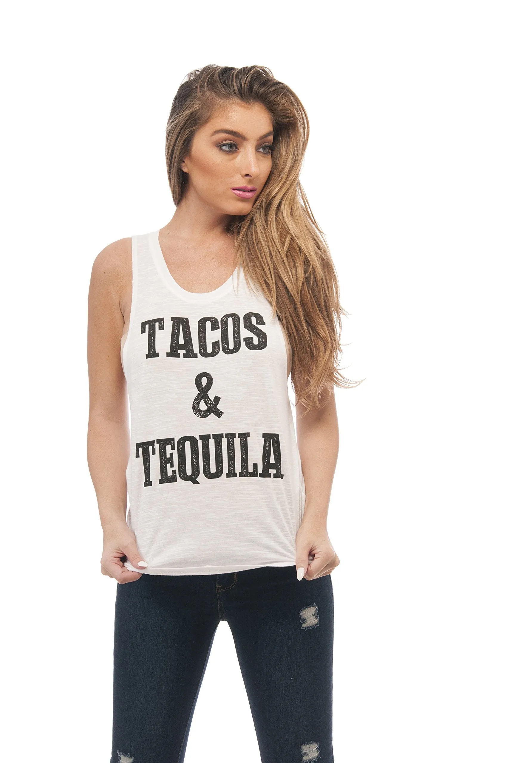 Hollywood Star Fashion Sleeveless Tank Top Graphic Tees Tacos & Tequila