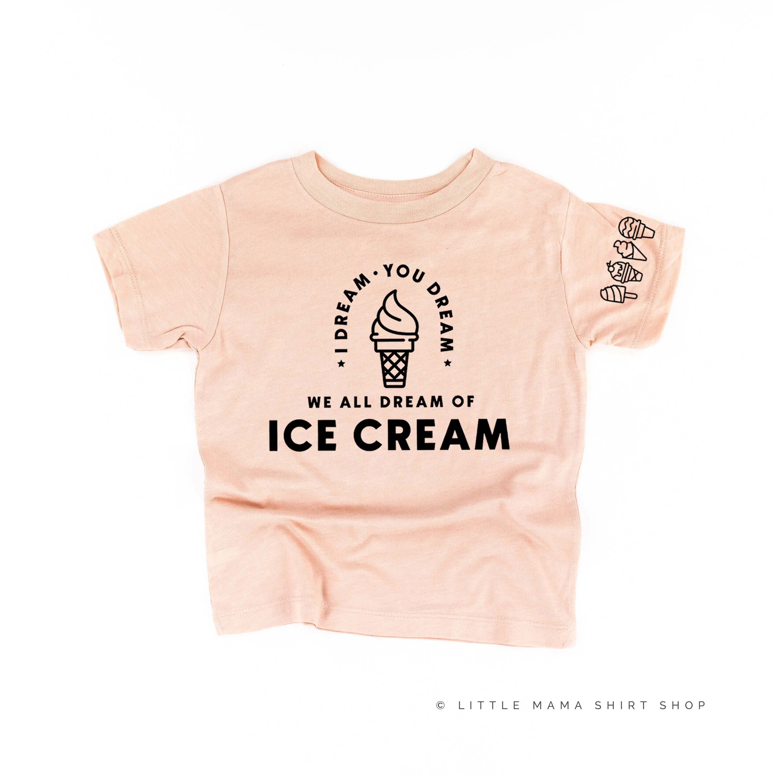 I DREAM OF ICE CREAM - Ice Cream Sleeve Detail - Short Sleeve Child Shirt