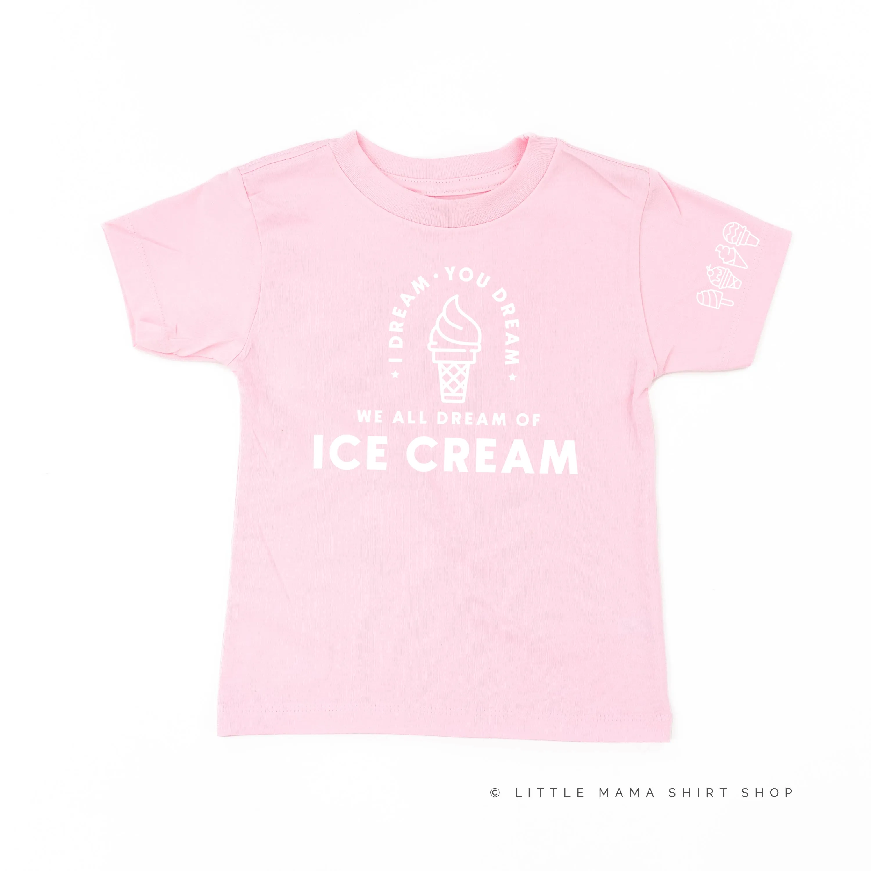 I DREAM OF ICE CREAM - Ice Cream Sleeve Detail - Short Sleeve Child Shirt