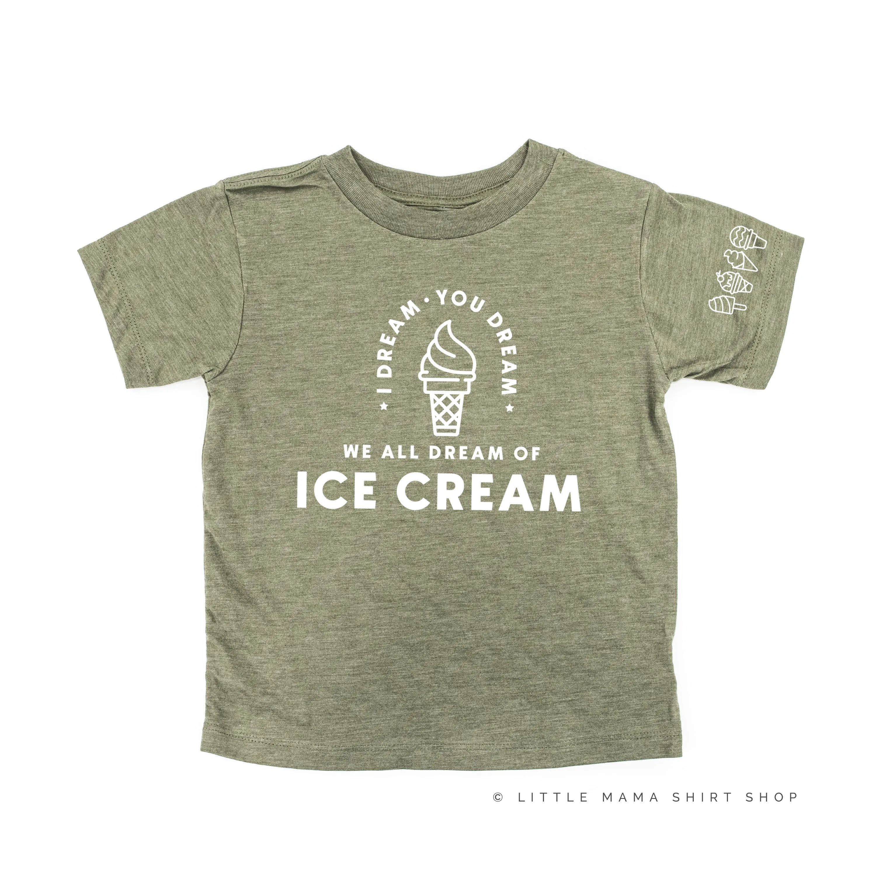 I DREAM OF ICE CREAM - Ice Cream Sleeve Detail - Short Sleeve Child Shirt