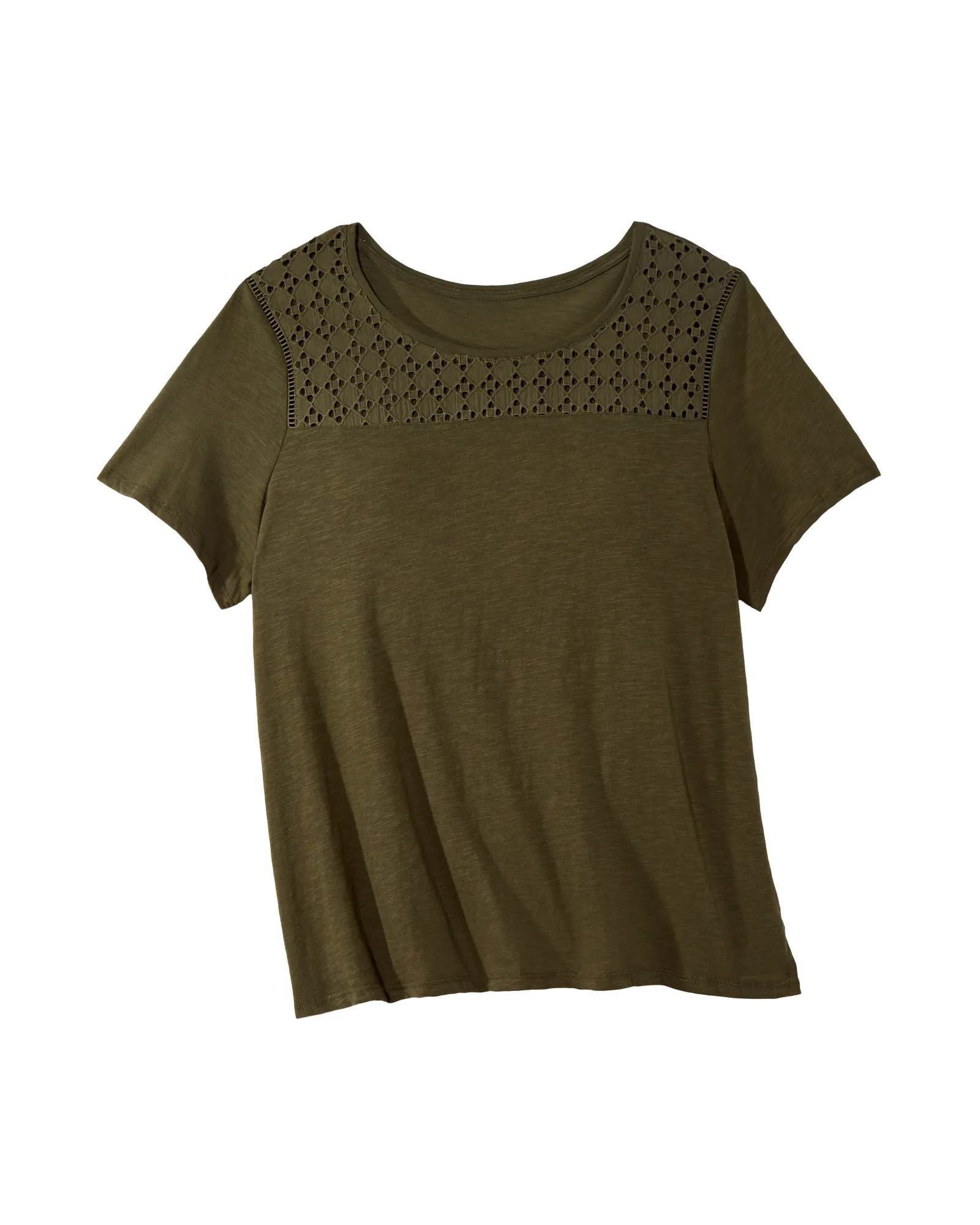 Johanna Crochet Detail Top | Olive Green