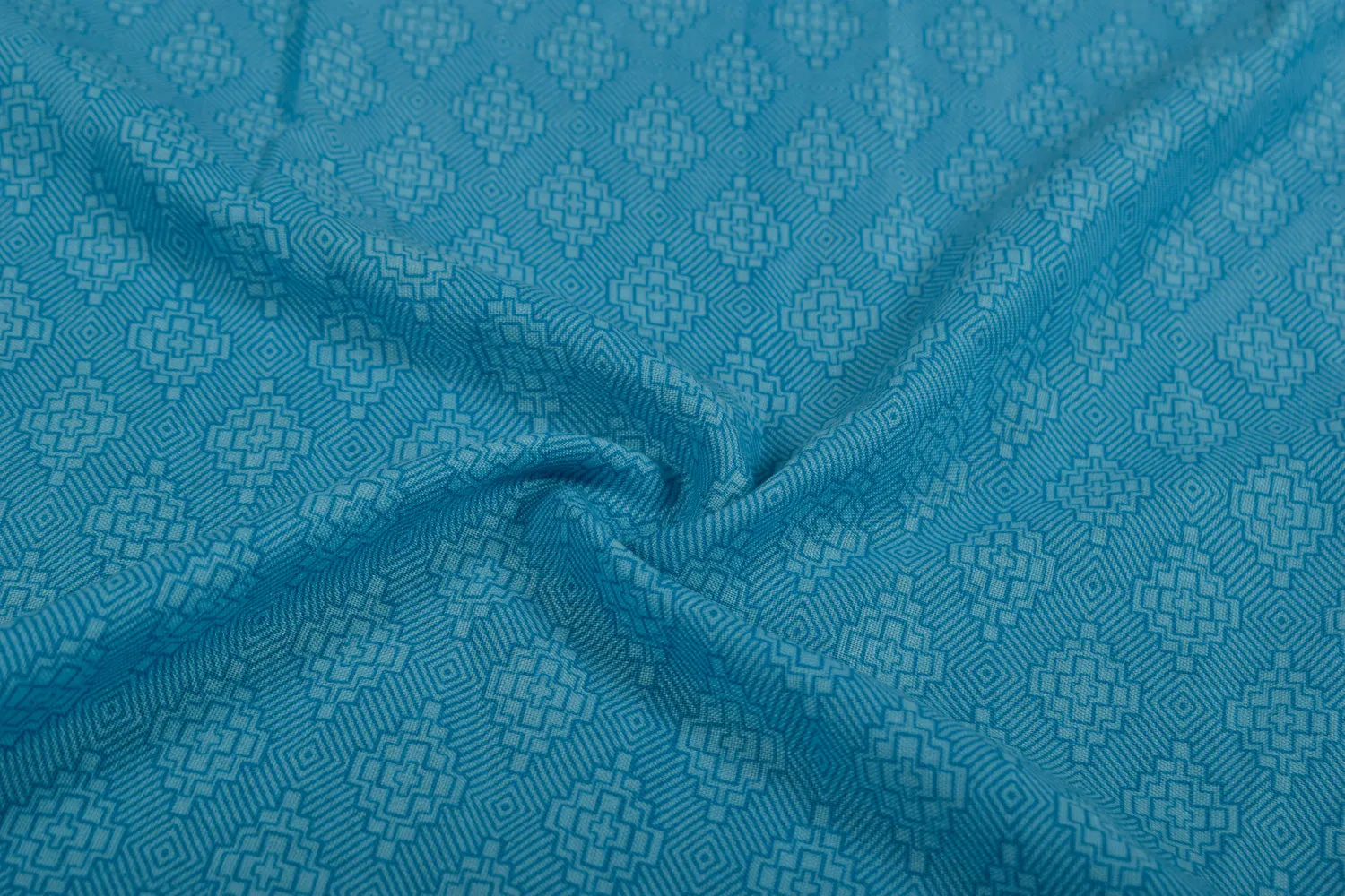 Light Blue Traditional Printed Viscose Blend Fabric