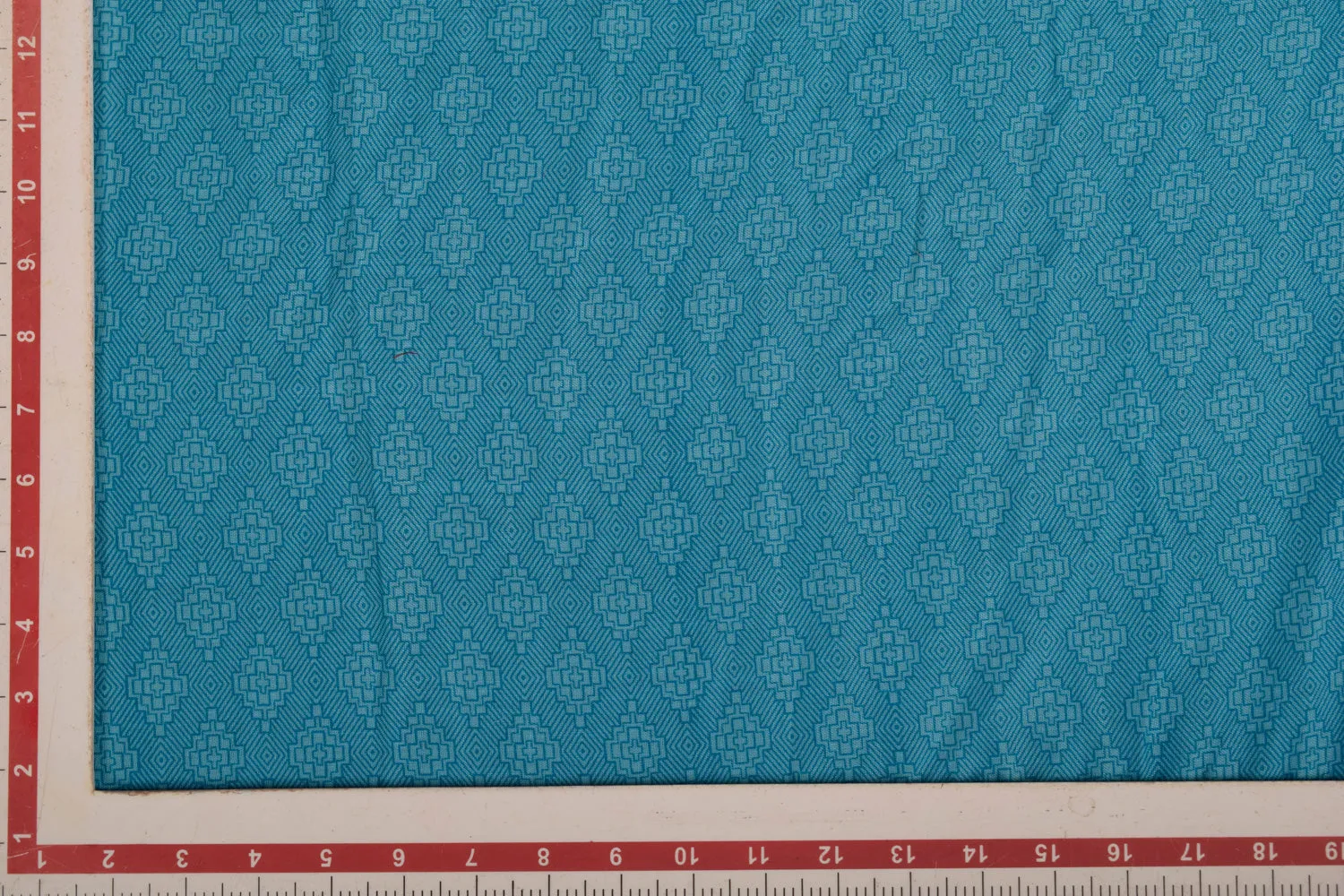 Light Blue Traditional Printed Viscose Blend Fabric