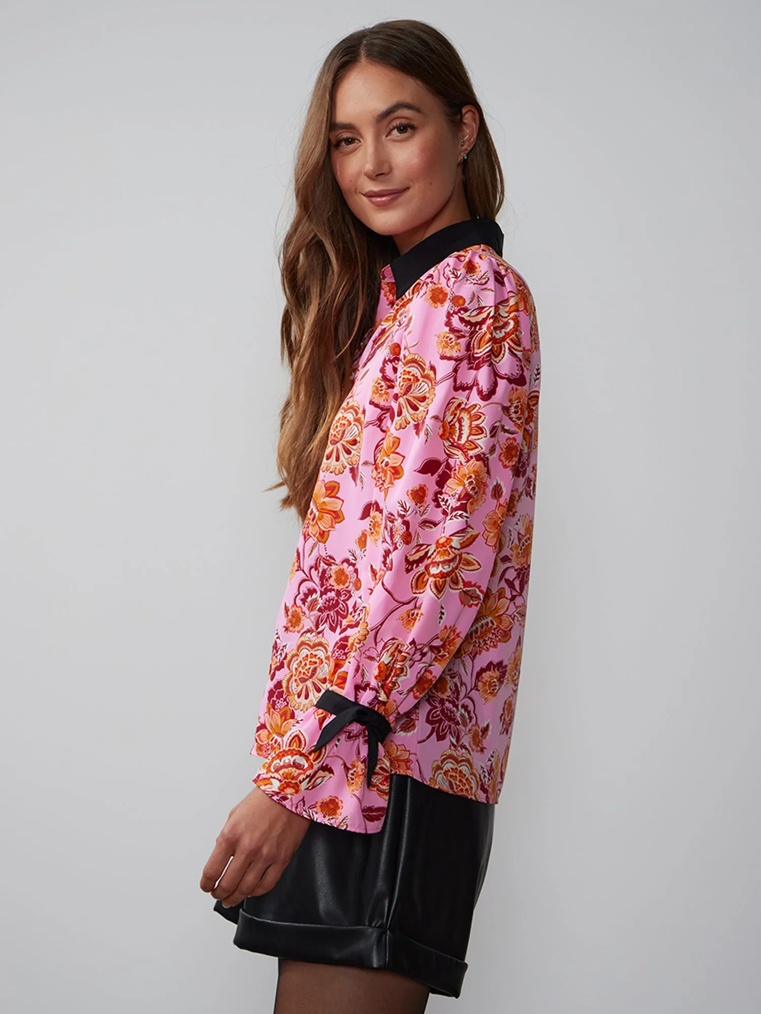 Long Sleeve Paisley Print Top