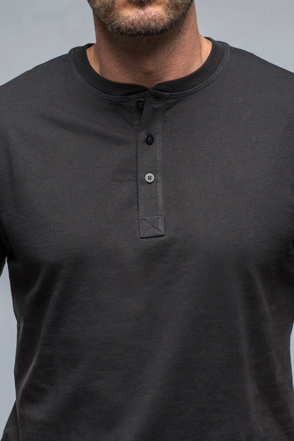 Mendocino Cotton SS Henley in Black