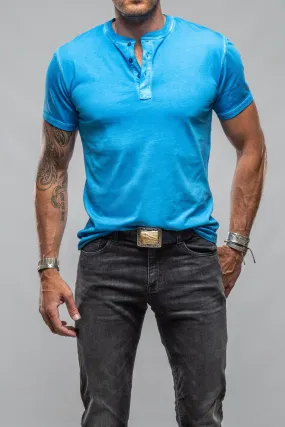 Mendocino Cotton SS Henley in Blue Lagoon