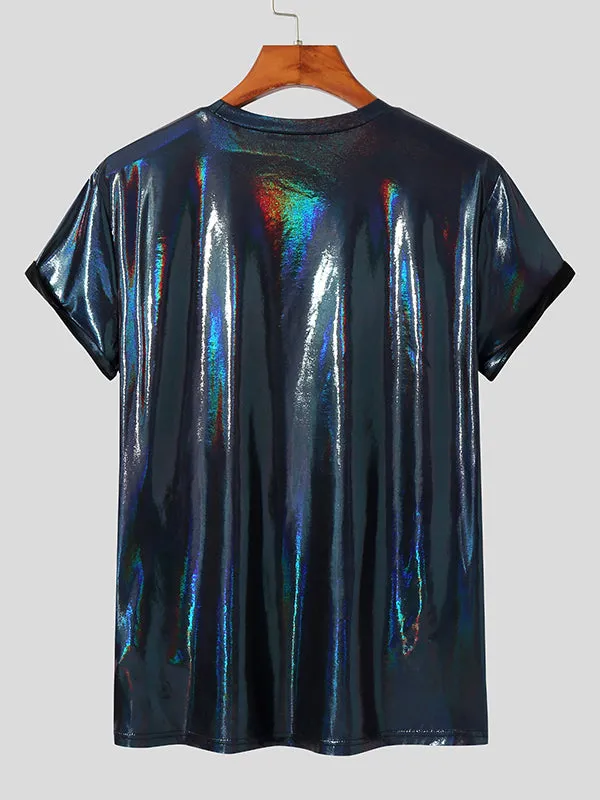 Mens Shiny Coating Skinny T-Shirt SKUJ20874