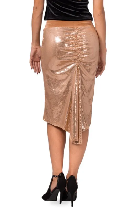 Paillette Fishtail Skirt With Velvet Waistband