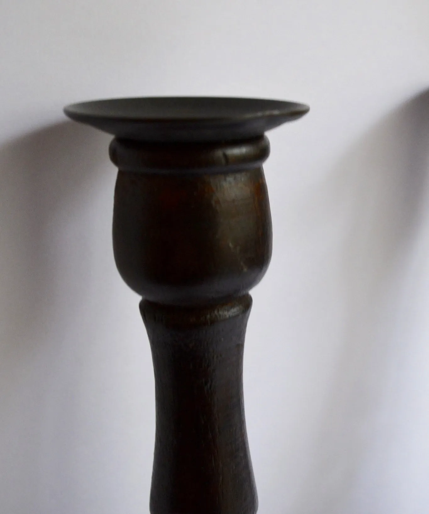 Pair of 19th Century Antique English Victorian Dark Wood Wooden OPEN Barley Twist Candlestick (s)