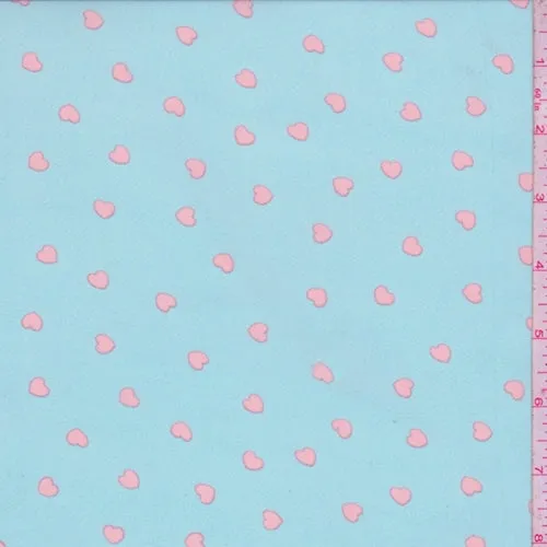 Pale Blue/Orange Mini Heart Georgette Fabric