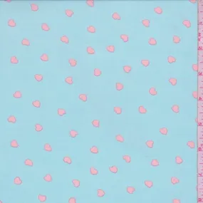 Pale Blue/Orange Mini Heart Georgette Fabric