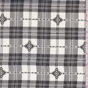 Pale Grey/Black Tartan Plaid Chiffon Fabric