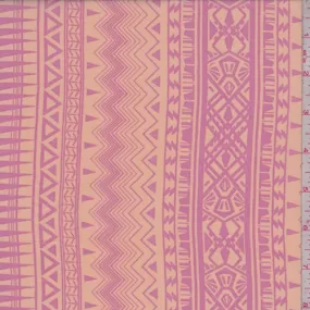 Pale Peach/Day Glo Pink Incan Stripe Georgette Fabric