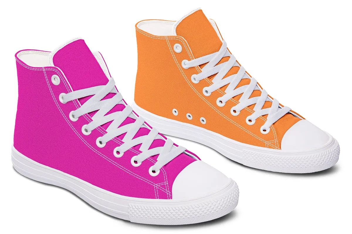 Pink And Orange Mismatch High Tops