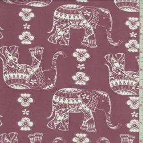 Pink Berry Moroccan Elephant Double Brushed Jersey Knit Fabric