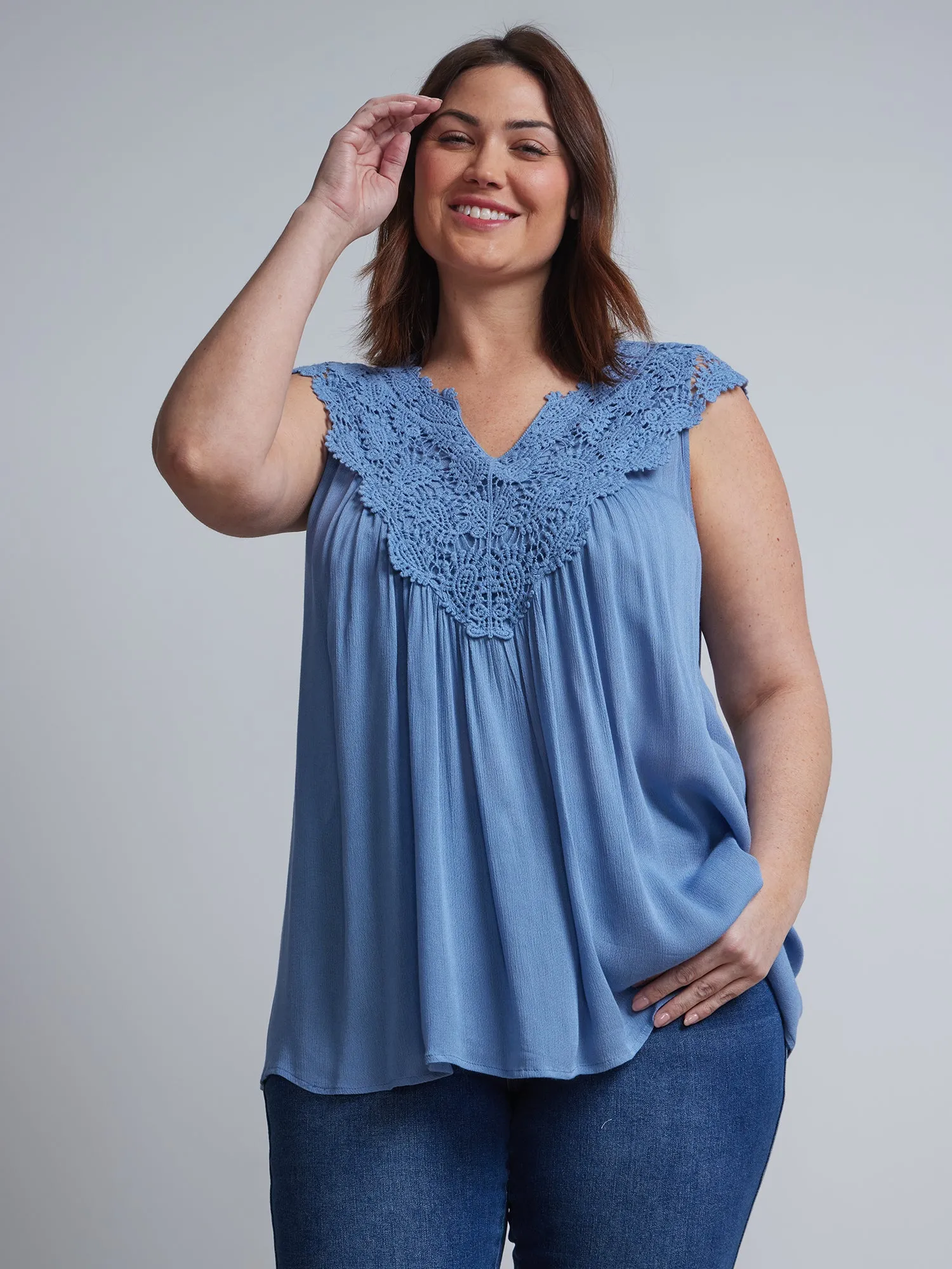 Plus Lace-Detail Relaxed Top