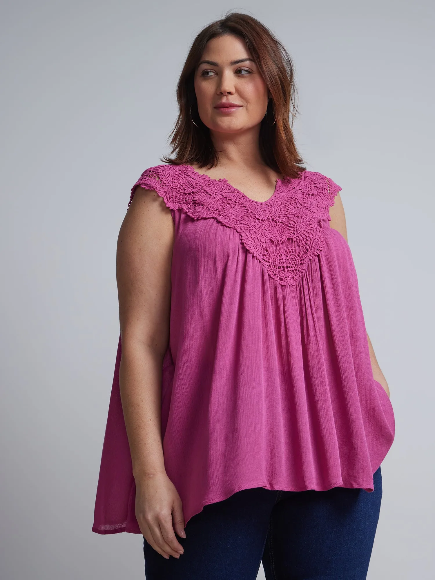 Plus Lace-Detail Relaxed Top