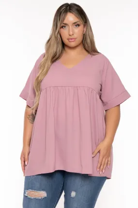 Plus Size Chic Babydoll  Top - Mauve