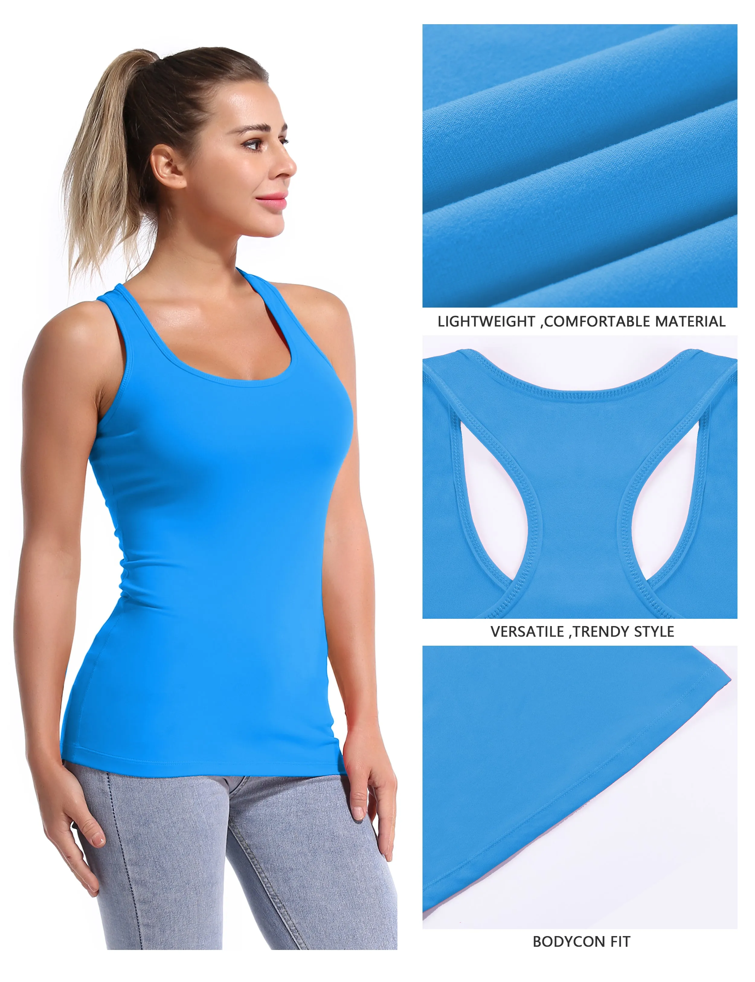 Racerback Athletic Tank Tops electricblue_Plus Size