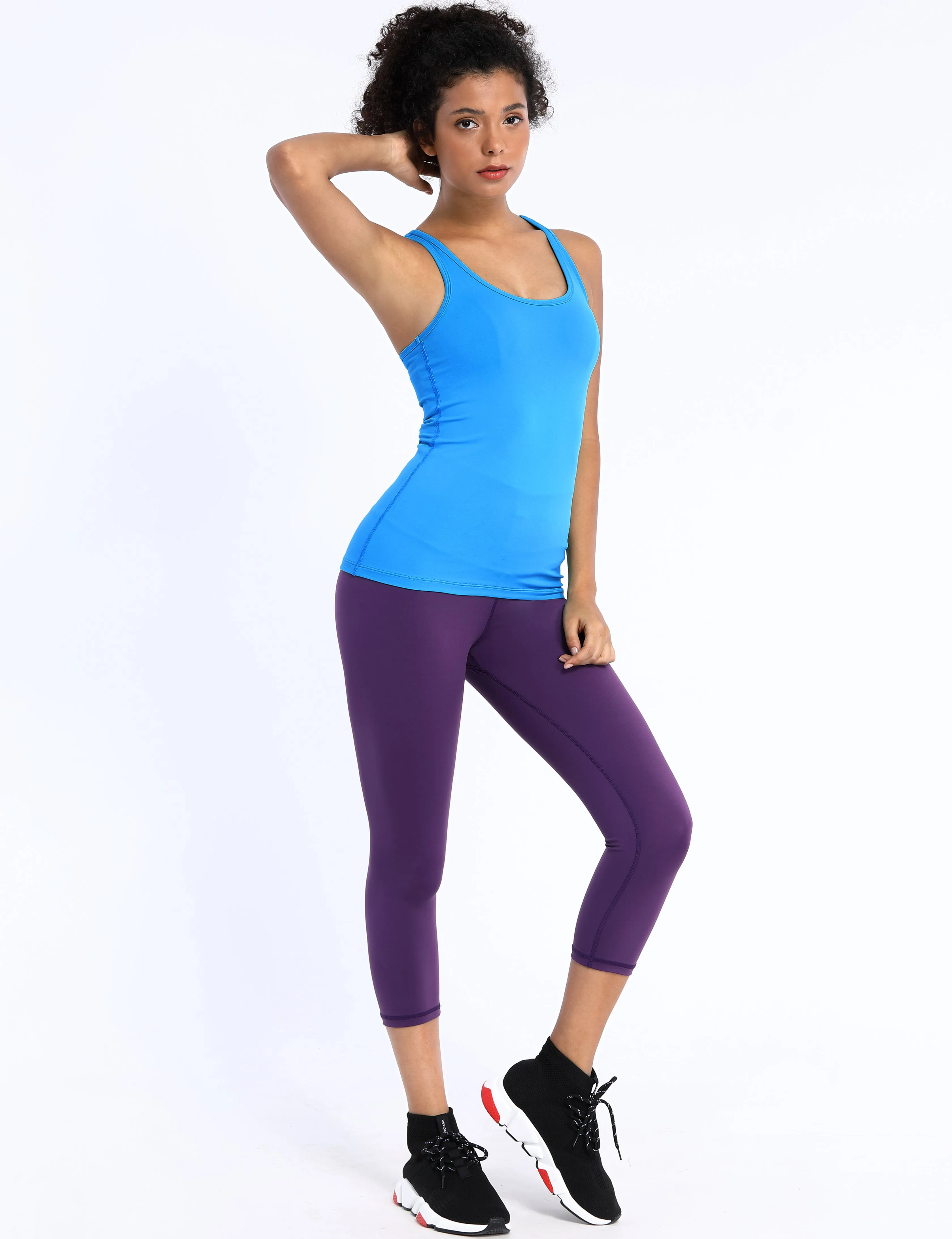 Racerback Athletic Tank Tops electricblue_Plus Size