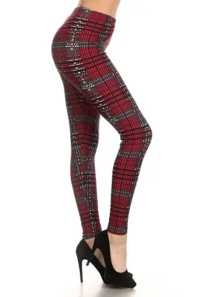 Red Green Pixel Design Leggings