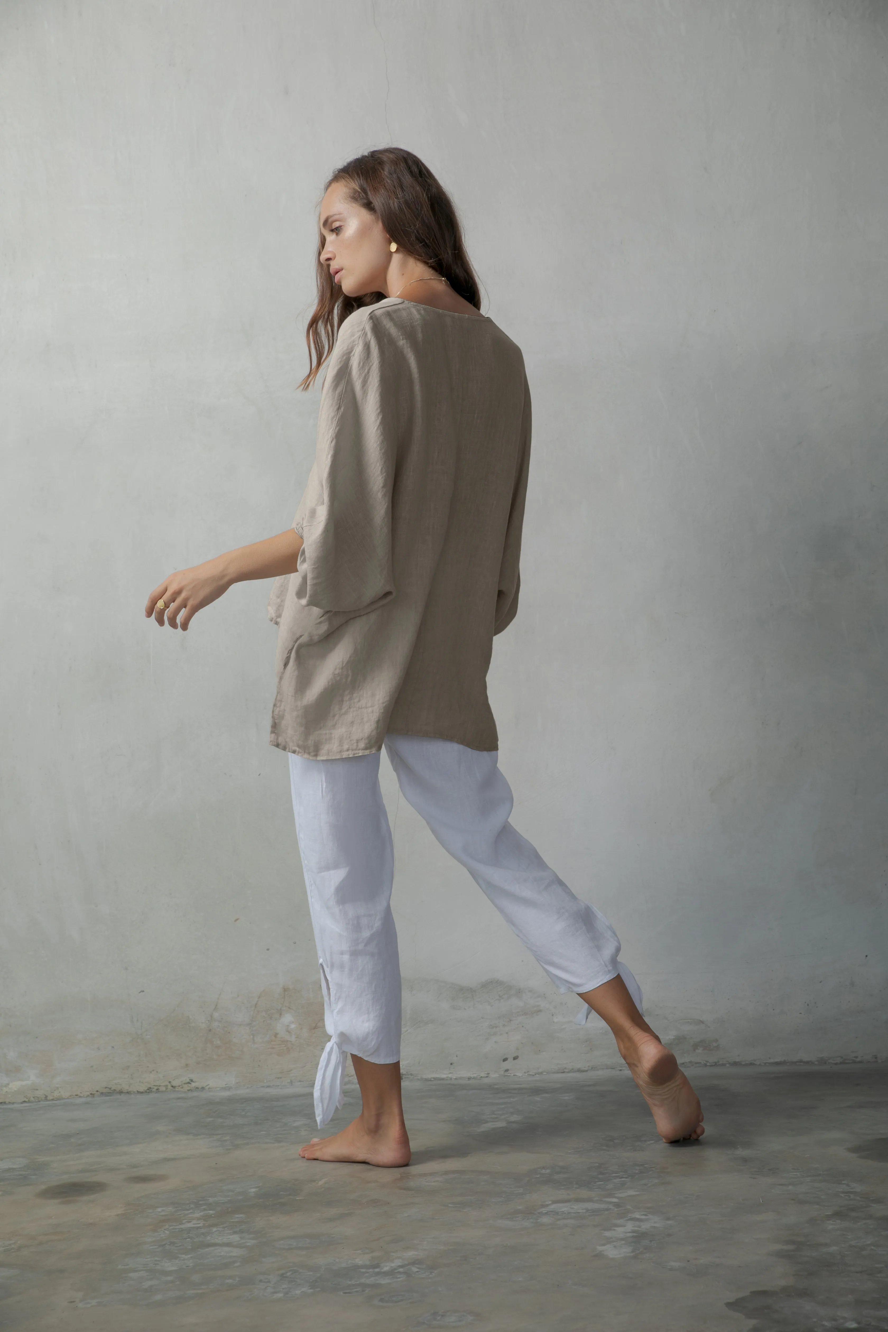 Relaxed Pallocino Linen Top Oatmeal