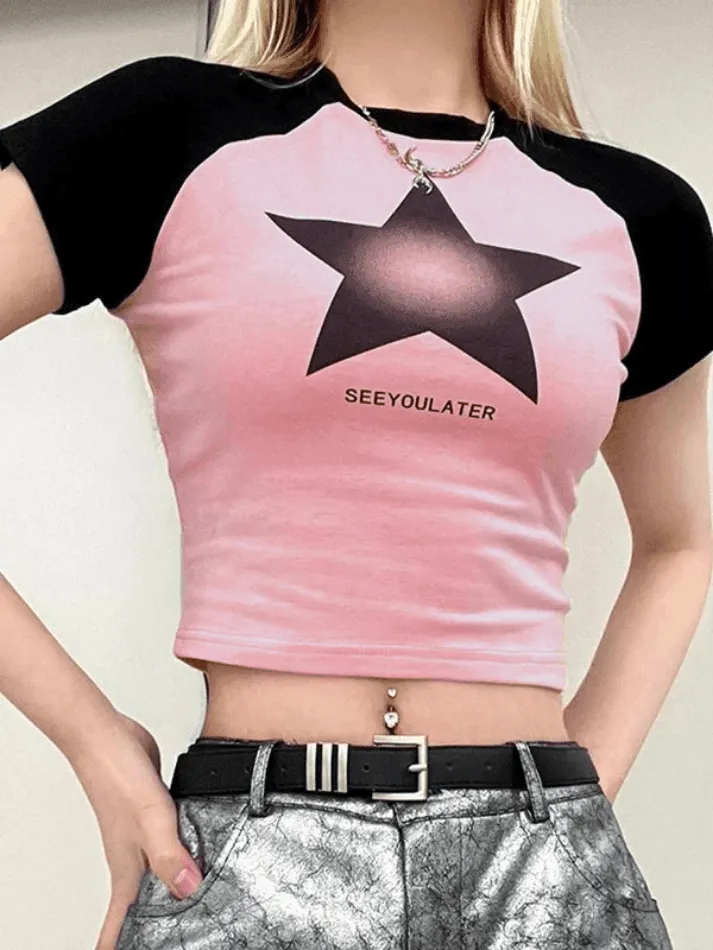 Retro Star Raglan Short Sleeve Tee