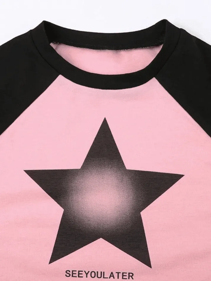 Retro Star Raglan Short Sleeve Tee