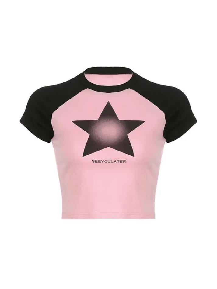 Retro Star Raglan Short Sleeve Tee