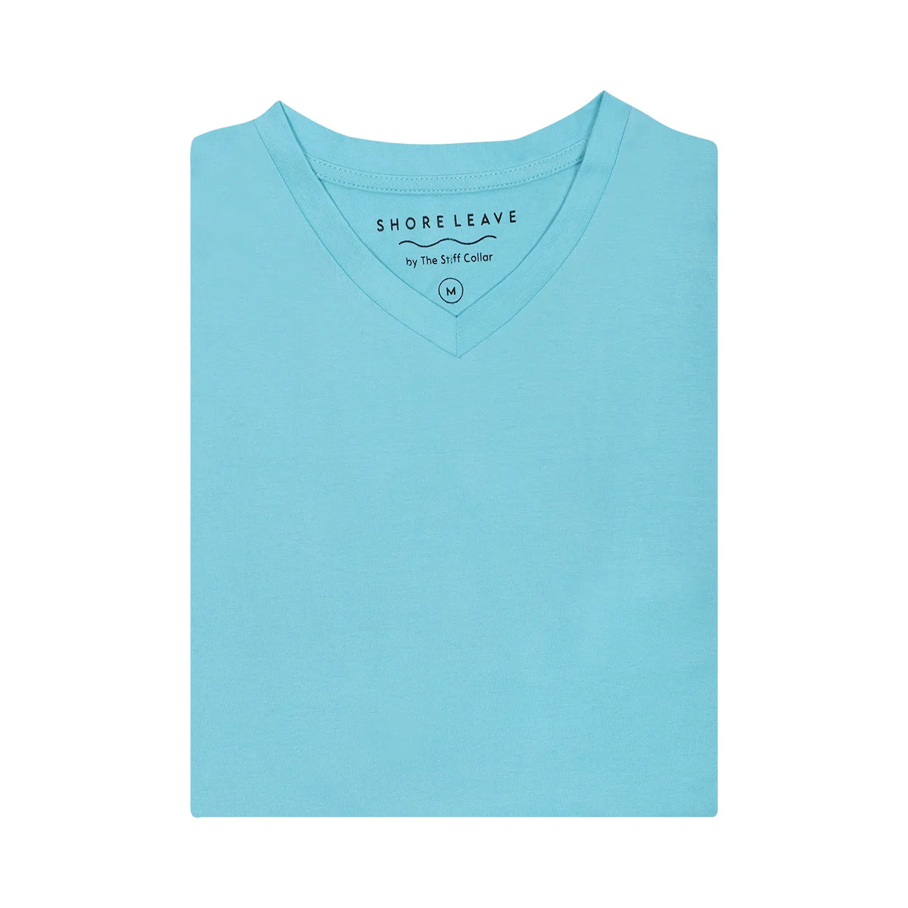 Shore leaves Soft Enzyme Washed Turquoise Blue V-Neck Cotton T-shirt